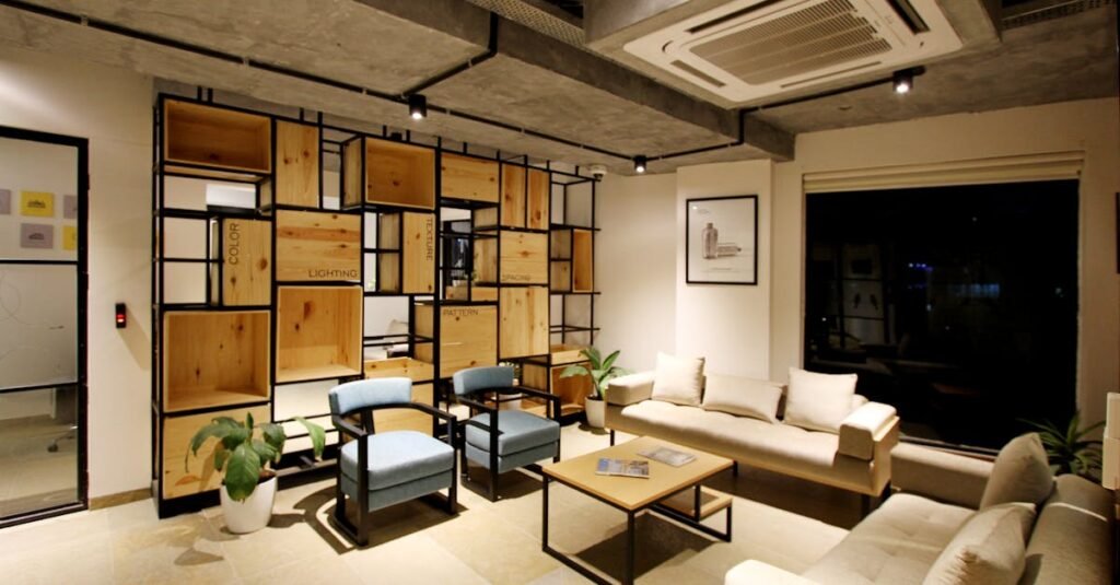 Stylish modern living room with luxury furniture and contemporary decor.